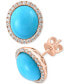 ფოტო #1 პროდუქტის EFFY® Turquoise & Diamond (3/8 ct. t.w.) Oval Stud Earrings in 14k Gold