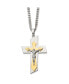 ფოტო #2 პროდუქტის Brushed Yellow IP-plated Crucifix Curb Chain Necklace