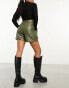 Фото #6 товара Pimkie leather look shorts in khaki