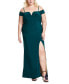 Фото #1 товара Trendy Plus Size Off-The-Shoulder Slit Gown