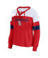 Фото #2 товара Women's Red, White St. Louis Cardinals Even Match Lace-Up Long Sleeve V-Neck T-shirt