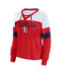 ფოტო #2 პროდუქტის Women's Red, White St. Louis Cardinals Even Match Lace-Up Long Sleeve V-Neck T-shirt