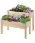 2-Tier Raised Garden Bed Wood Planter Stand Plant Grow Box 34"x34"x28"