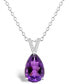 Фото #1 товара Macy's women's Amethyst (2-3/4 ct.t.w.) and Diamond Accent Pendant Necklace in Sterling Silver