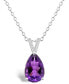 ფოტო #1 პროდუქტის Women's Amethyst (2-3/4 ct.t.w.) and Diamond Accent Pendant Necklace in Sterling Silver