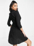 Фото #2 товара ASOS DESIGN collared long sleeve button through mini shirt dress in black