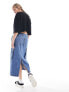 Levi's cargo midi denim skirt in blue W26 - фото #3