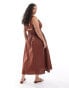 Фото #3 товара ASOS DESIGN Curve wide strap channel waist midi sundress in chocolate