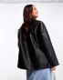 Фото #4 товара ASOS DESIGN faux leather clean top collar jacket in black