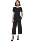 ფოტო #5 პროდუქტის Women's Tipped Button-Trim Short-Sleeve Top