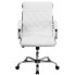 Фото #3 товара Mid-Back Designer White Leather Executive Swivel Chair With Chrome Base And Arms