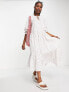 Фото #2 товара New Look seersucker oversized collar smock midi dress in white