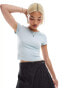 Фото #1 товара Monki ribbed shrunken t-shirt in light blue