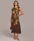 Фото #1 товара Donna Karan Women's Chiffon Floral Pleated Dress