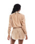 Фото #2 товара Lioness velour runner shorts co-ord in beige