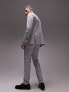 Topman – Eng geschnittene Anzughose in Grau mit Fischgrätmuster