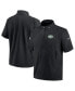 ფოტო #1 პროდუქტის Men's Black New York Jets Sideline Coach Short Sleeve Hoodie Quarter-Zip Jacket