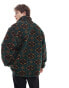 Wrangler diamond print borg sherpa jacket in dark green