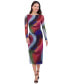 Фото #3 товара Petite Swirl-Print Boat-Neck Bodycon Dress