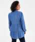 Фото #2 товара Petite Chambray Button-Front Tiered Top, Created for Macy's