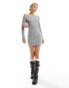 Glamorous boat neck knitted mini dress in grey marl