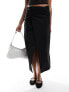 Mango wrap tailored midi skirt in black 36 - фото #1