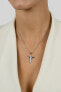 Фото #3 товара Charming silver pendant with zircons Angel cross PT67W