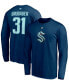Фото #4 товара Men's Philipp Grubauer Deep Sea Blue Seattle Kraken Authentic Stack Name and Number Long Sleeve T-shirt