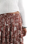 Free People batik print vintage look midi skirt in chocolate