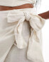 In The Style linen look tie side skort in stone