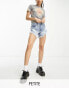 Фото #1 товара Glamorous Petite high waisted denim shorts with distressing in blue