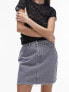 Topshop denim mini pelmet skirt in dove grey