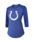 Фото #3 товара Women's Threads Jonathan Taylor Royal Indianapolis Colts Player Name and Number Raglan Tri-Blend 3/4-Sleeve T-shirt