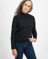 Фото #1 товара Women's Print Mock-Neck Long-Sleeve T-Shirt, Created for Macy's