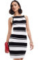 ASOS DESIGN knitted mini dress in mono stripe