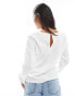 ASOS DESIGN Petite long sleeve cowl blouse in ivory