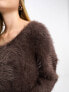 Urban Revivo fluffy oversized jumper in chocolate brown