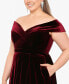 ფოტო #7 პროდუქტის Plus Size Velvet Off-The-Shoulder Fit & Flare Gown