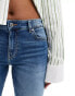 Bershka cropped flared jeans in dark wash blue