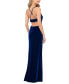 Juniors' Velvet Draped-Bodice Open-Back Gown