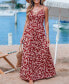 Фото #3 товара Women's Red Floral Sweetheart Twist & Keyhole Maxi Beach Dress