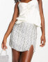 Фото #1 товара Miss Selfridge Premium embellished rope detail mini skirt co-ord in silver - SILVER