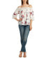 Фото #4 товара Juniors' Floral Crochet-Trim Off-the-Shoulder Top