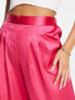Фото #2 товара ASOS DESIGN satin trouser with pleat detail in hot pink