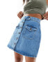 Фото #2 товара ASOS DESIGN Petite denim button through mini skirt in mid wash blue