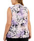 Фото #2 товара Plus Size V-Neck Sleeveless Floral-Print Top