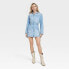 Фото #1 товара Women's Long Sleeve Denim Shirtdress - Universal Thread Light Wash 4