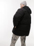 Topshop Curve mid length tie waist puffer jacket black