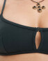 Weekday Bay scoop neck bikini top with keyhole detail in dark green Зеленый, 2XS - EU 32 - фото #3