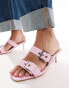 Фото #1 товара Truffle Collection kitten heel double buckle strap mules in pink